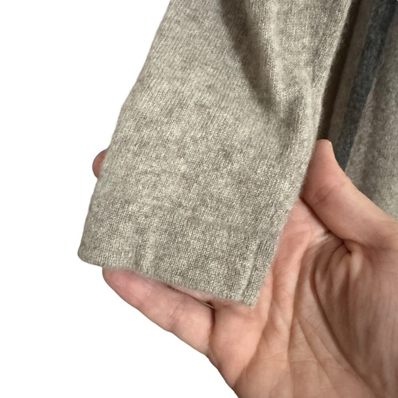 Quinn Women's Heather Brown Long Sleeve/Sweater with Gray Accent, 100% Cashmere - Picture 3 of 11